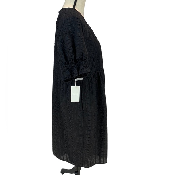 Nordstrom 100% Cotton Short Sleeve Crew Neck Midi Dress - Black - size Medium - Picture 2 of 7